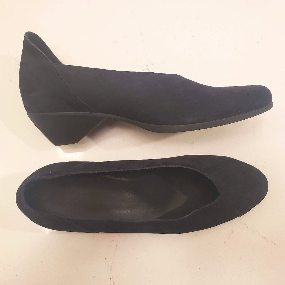 Arche Black Suede Low Wedge Pumps
